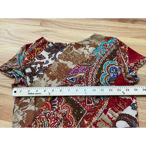 Lauren Ralph Lauren Women's M Brown Dress Polyester Wrap V Neck Paisley Bohemian - Picture 10 of 10
